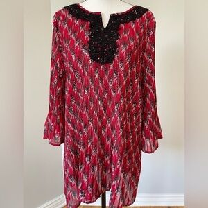 Catherines shirt  2X top with lace plus size casual work wear holiday top office